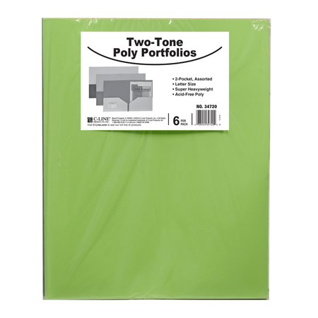 C-Line Products TwoTone TwoPocket Super Heavyweight Poly Portfolio, Assorted, 6PK Set of 12 PK, 72PK 34720-CT